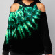 Green Casual Street Print Patchwork Without Belt Hooded Collar Tops