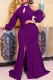 Purple Fashion Elegant Solid Patchwork Halter One Step Skirt Dresses
