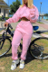 Pink Casual Solid Patchwork Turndown Collar Long Sleeve Two Pieces