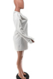 White Casual Solid Patchwork Outerwear