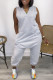 Grey Casual Solid Basic V Neck Regular Sleeveless Jumpsuits