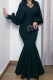 Green Fashion Elegant Solid Patchwork V Neck Trumpet Mermaid Dresses