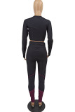 Red Fashion Casual Print Patchwork O Neck Long Sleeve Two Pieces