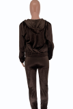 Pink Casual Solid Make Old Zipper Collar Long Sleeve Three Pieces