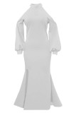 Purple Fashion Elegant Solid Patchwork Halter One Step Skirt Dresses
