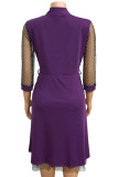 Red Fashion Street Polka Dot Patchwork V Neck A Line Dresses