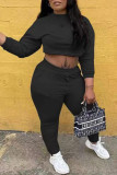 Coffee Fashion Sportswear Solid Patchwork O Neck Long Sleeve Two Pieces