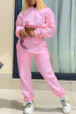 Pink Casual Solid Patchwork Turndown Collar Long Sleeve Two Pieces