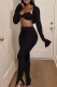 Black Fashion Casual Solid Patchwork Long Sleeve Three Pieces