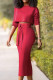 Red Fashion Street Solid Patchwork O Neck Long Sleeve Two Pieces