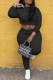 Black Fashion Sportswear Solid Patchwork O Neck Long Sleeve Two Pieces