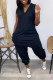 Black Casual Solid Basic V Neck Regular Sleeveless Jumpsuits