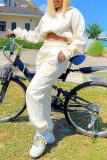 Pink Casual Solid Patchwork Turndown Collar Long Sleeve Two Pieces