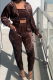 Black Brown Casual Solid Make Old Zipper Collar Long Sleeve Three Pieces