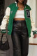 Ink Green Fashion Casual Print Patchwork Outerwear
