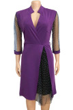 Red Fashion Street Polka Dot Patchwork V Neck A Line Dresses