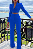 Red Fashion Street Solid Patchwork Turn-back Collar Long Sleeve Two Pieces