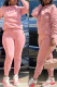 Pink Casual Solid Patchwork Fold Hooded Collar Long Sleeve Two Pieces