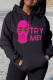 Black Fashion Casual Print Basic Hooded Collar Tops