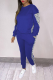 Blue Casual Print Patchwork O Neck Long Sleeve Two Pieces
