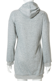 Grey Casual Solid Patchwork Hooded Collar Straight Dresses