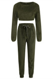 Apricot Fashion Casual Solid Basic O Neck Long Sleeve Two Pieces