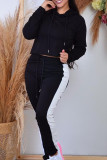 Pink Fashion Casual Solid Patchwork Hooded Collar Long Sleeve Two Pieces