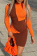 Orange Fashion Casual Patchwork Basic Turtleneck Long Sleeve Dresses pre-sale