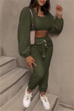 Apricot Fashion Casual Solid Basic O Neck Long Sleeve Two Pieces