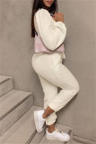 Apricot Fashion Casual Solid Basic O Neck Long Sleeve Two Pieces