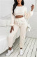 Apricot Fashion Casual Solid Basic O Neck Long Sleeve Two Pieces