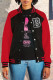 Red Black Casual Street Print Patchwork Outerwear