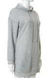 Grey Casual Solid Patchwork Hooded Collar Straight Dresses