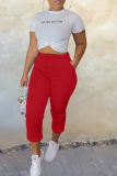 White Casual Solid Split Joint Harlan Mid Waist Harlan Solid Color Bottoms