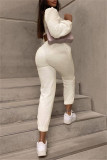 Apricot Fashion Casual Solid Basic O Neck Long Sleeve Two Pieces