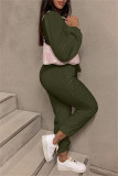 Apricot Fashion Casual Solid Basic O Neck Long Sleeve Two Pieces