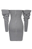 Black Fashion Street Print Patchwork Strapless One Step Skirt Dresses