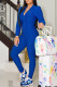 Blue Fashion Casual Solid Patchwork Zipper Hooded Collar Long Sleeve Two Pieces