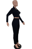 Pink Fashion Casual Solid Patchwork O Neck Long Sleeve Two Pieces