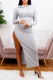 Grey Sexy Solid Patchwork Hooded Collar Irregular Dress Dresses