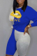 Blue Casual Print Patchwork O Neck Long Sleeve Two Pieces
