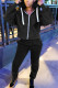 Black Fashion Casual Solid Basic Hooded Collar Long Sleeve Regular Sleeve Regular Two Pieces