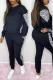Black Casual Print Patchwork O Neck Long Sleeve Two Pieces