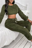 Apricot Fashion Casual Solid Basic O Neck Long Sleeve Two Pieces