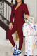 Red Fashion Casual Solid Patchwork Zipper Hooded Collar Long Sleeve Two Pieces