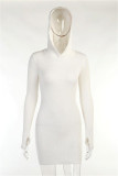 Black Sexy Casual Solid Basic Hooded Collar Long Sleeve Dresses