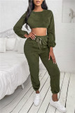 Apricot Fashion Casual Solid Basic O Neck Long Sleeve Two Pieces