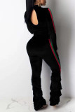 Black Fashion Casual Solid Split Joint Half A Turtleneck Long Sleeve Two Pieces