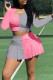 Pink Fashion Casual Solid Patchwork U Neck Long Sleeve Two Pieces