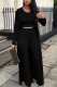 Black Casual Solid Patchwork Buttons O Neck Sleeveless Three Pieces